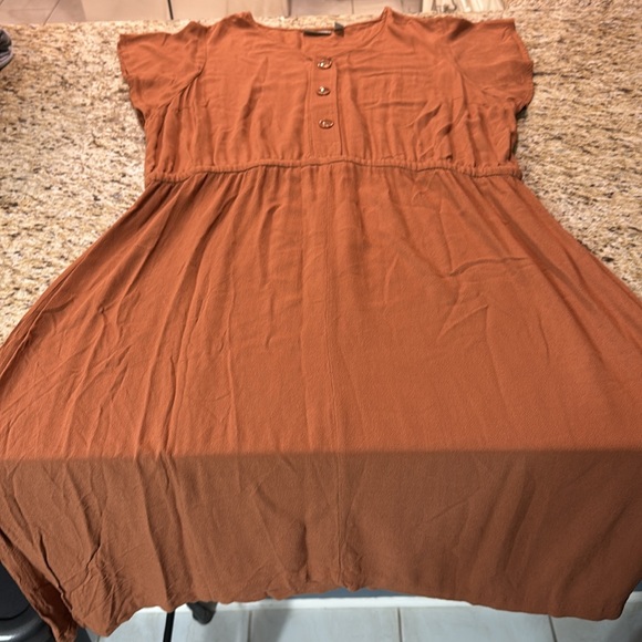 Naturals D & Co Rust Color Minimalist Lightweight Midi Dress SS XL - Picture 3 of 7